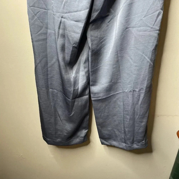 Shimmery NSR Pants Women's Size Small SILK SATIN Wide Leg HIGH-RISE PLEATED Blue - Picture 6 of 11